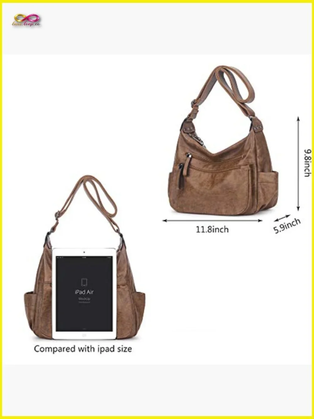 PU Leather Hobo Crossbody Bag Multi-Pocket Shoulder Tote Purse Daily Work